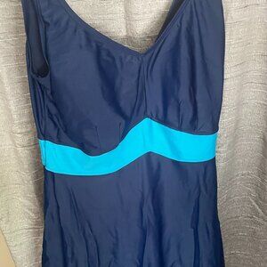 Women's Blue Tummy Control Swimsuit one piece -size 16